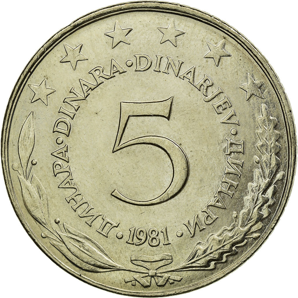Monnaie, Yougoslavie, 5 Dinara, 1981, SUP, Copper-Nickel-Zinc, KM:58