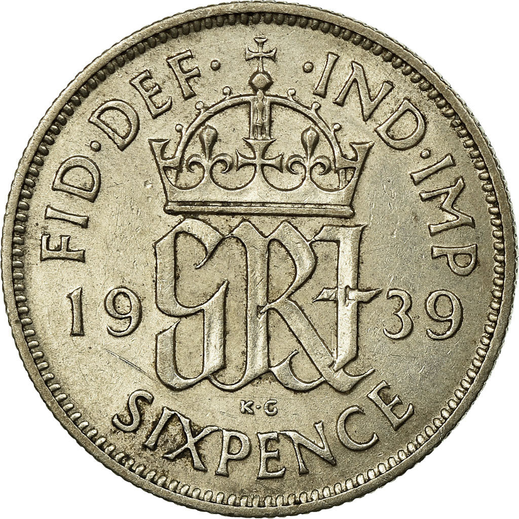 Coin, Great Britain, George VI, 6 Pence, 1939, EF(40-45), Silver, KM:852