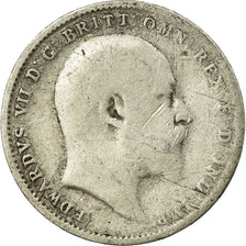 Coin, Great Britain, Edward VII, 3 Pence, 1908, VF(20-25), Silver, KM:797.2