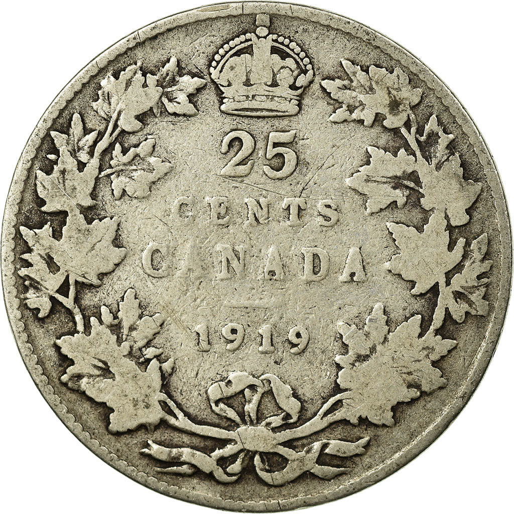 Coin, Canada, George V, 25 Cents, 1919, Royal Canadian Mint, Ottawa, VF(20-25)