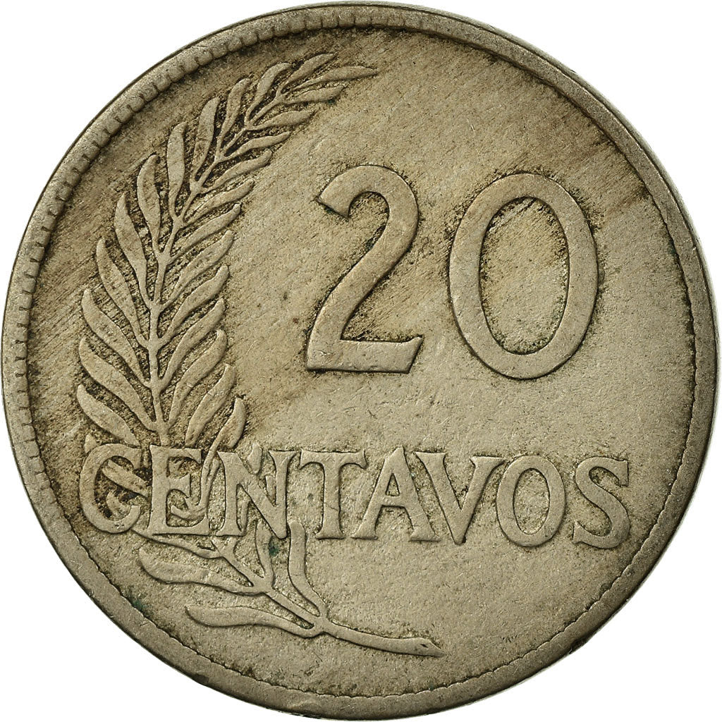 Coin, Peru, 20 Centavos, 1921, Philadelphia, EF(40-45), Copper-nickel, KM:215.1