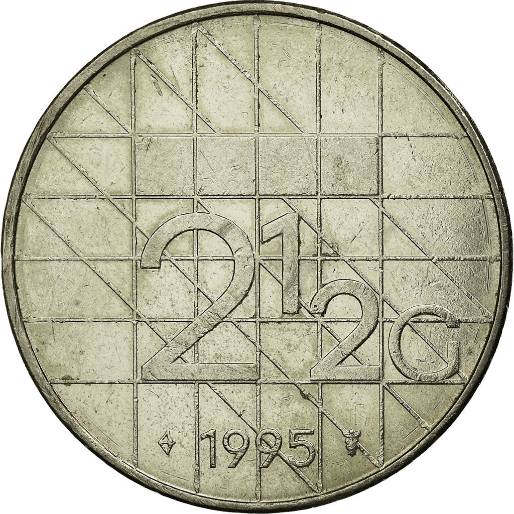 Coin, Netherlands, Beatrix, 2-1/2 Gulden, 1995, EF(40-45), Nickel, KM:206