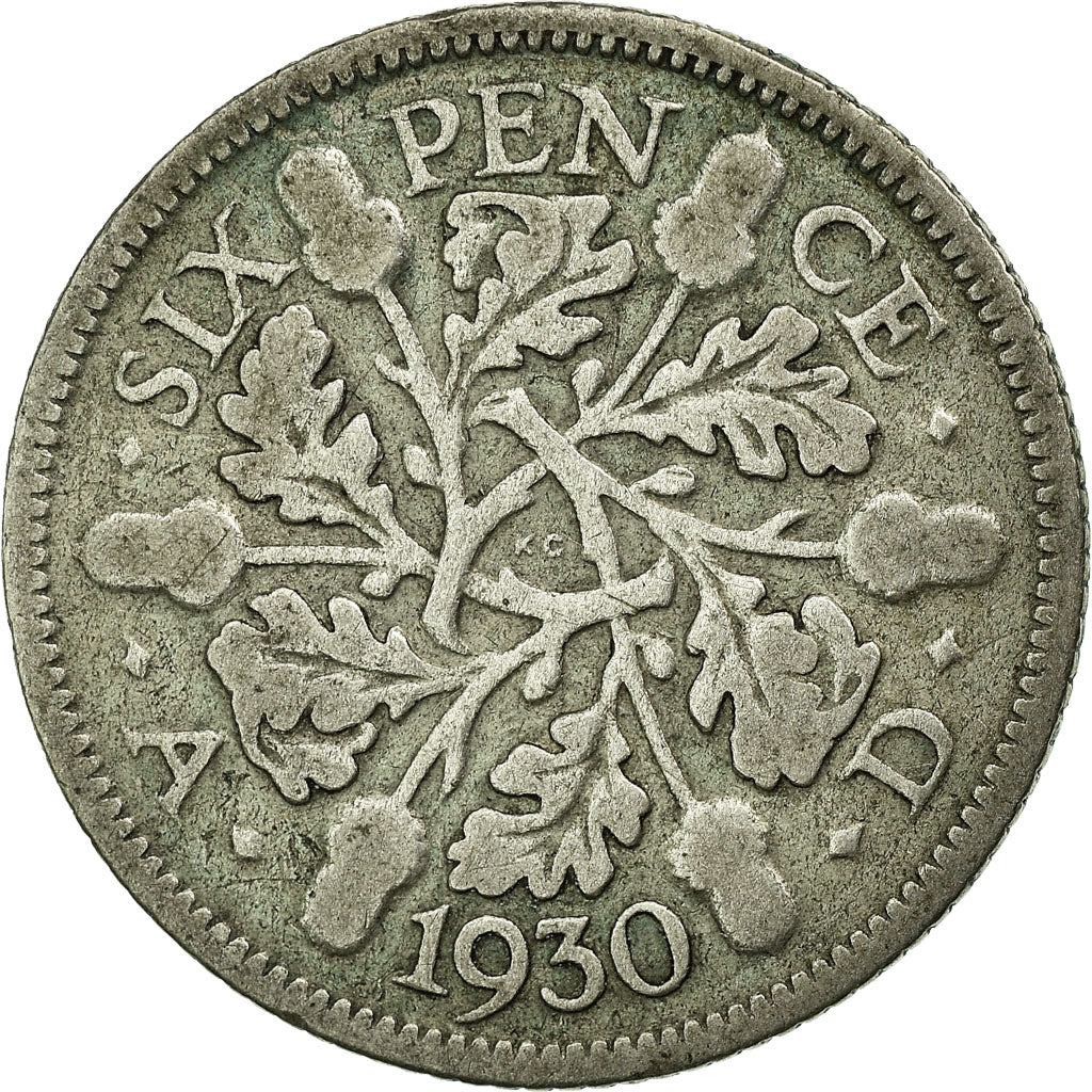 Coin, Great Britain, George V, 6 Pence, 1930, VF(30-35), Silver, KM:832
