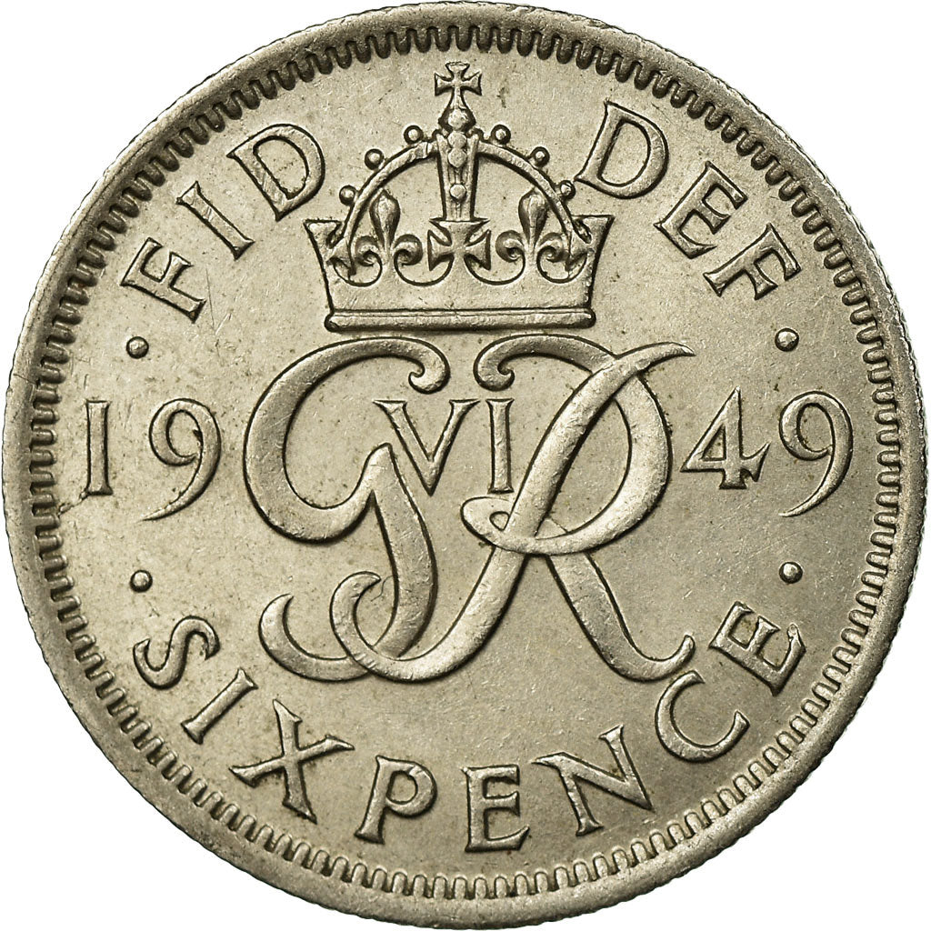Münze, Großbritannien, George VI, 6 Pence, 1949, VZ, Copper-nickel, KM:875
