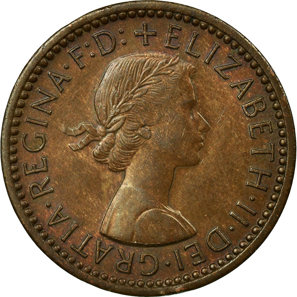Coin, Great Britain, Elizabeth II, Farthing, 1954, EF(40-45), Bronze, KM:895