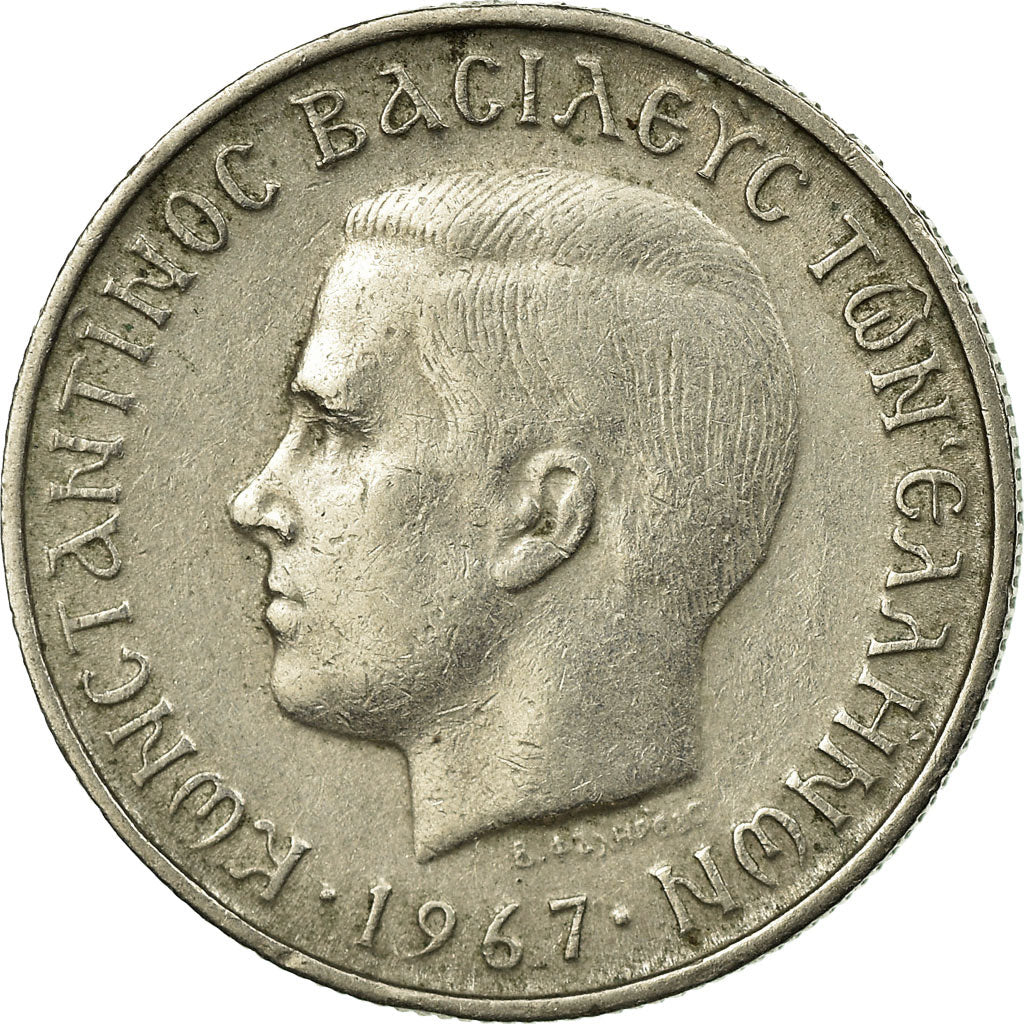 Moneda, Grecia, Constantine II, Drachma, 1967, MBC, Cobre - níquel, KM:89