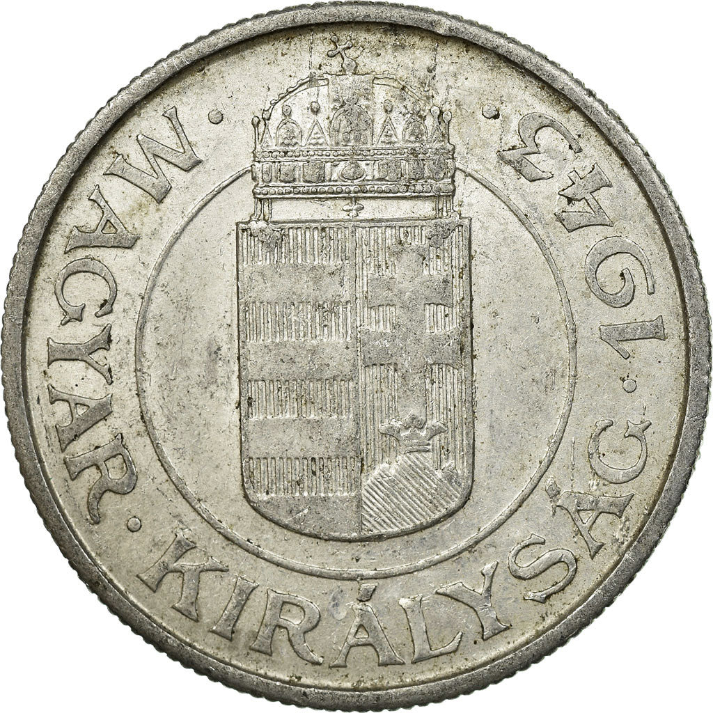 Munten, Hongarije, 2 Pengö, 1943, ZF, Aluminium, KM:522.1