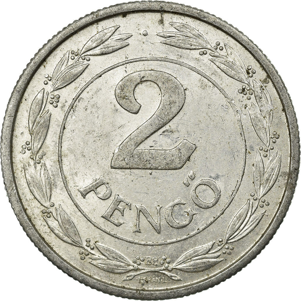 Munten, Hongarije, 2 Pengö, 1943, ZF, Aluminium, KM:522.1