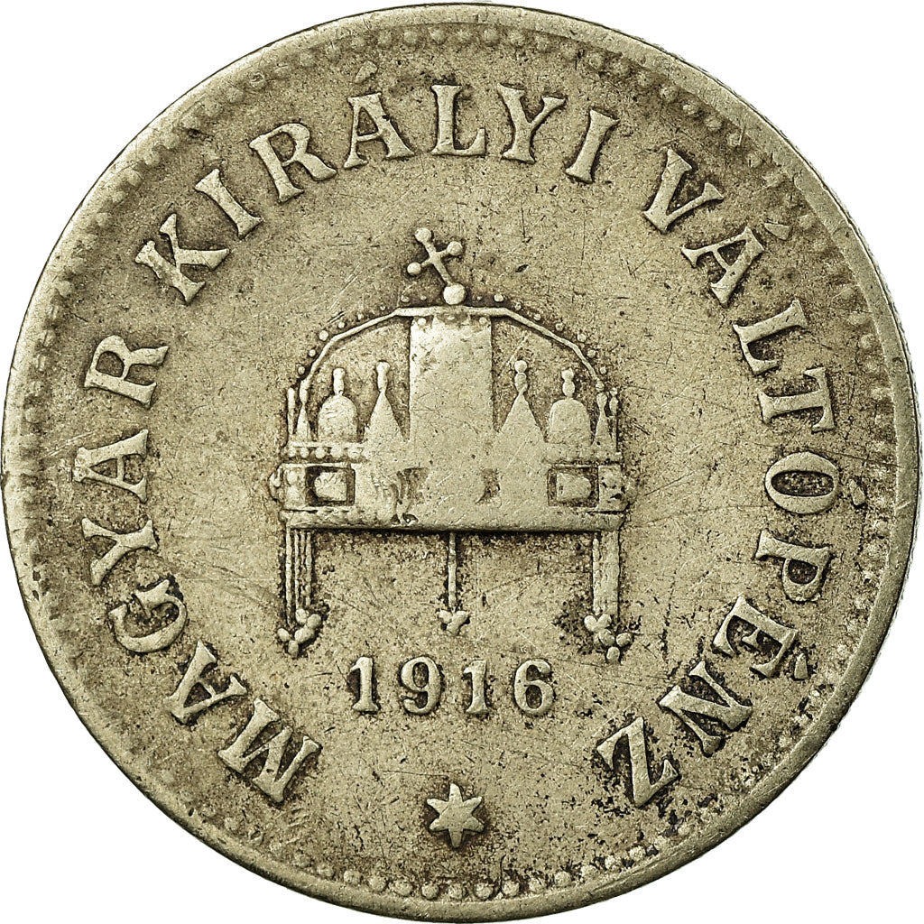 Coin, Hungary, Franz Joseph I, 10 Filler, 1916, VF(30-35), Copper-Nickel-Zinc