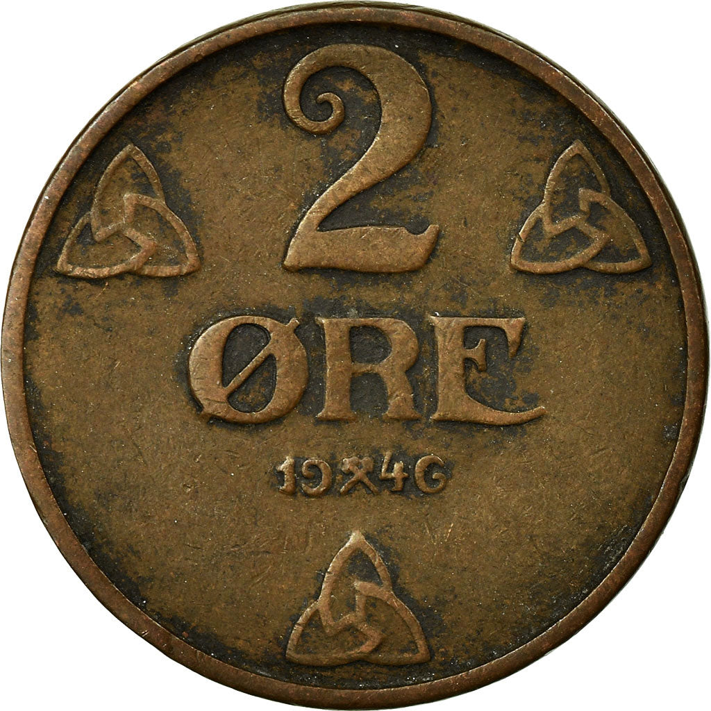 Moeda, Noruega, Haakon VII, 2 Öre, 1946, EF(40-45), Bronze, KM:371