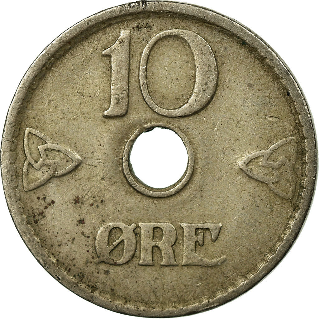 Moneda, Noruega, Haakon VII, 10 Öre, 1925, MBC, Cobre - níquel, KM:383
