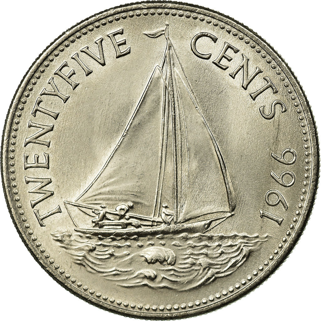 Moneta, Bahamas, Elizabeth II, 25 Cents, 1966, Franklin Mint, SPL-, Nichel, KM:6