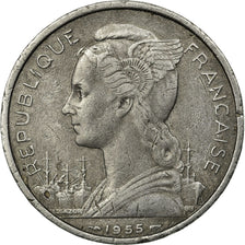 Coin, Réunion, 5 Francs, 1955, EF(40-45), Aluminum, KM:9