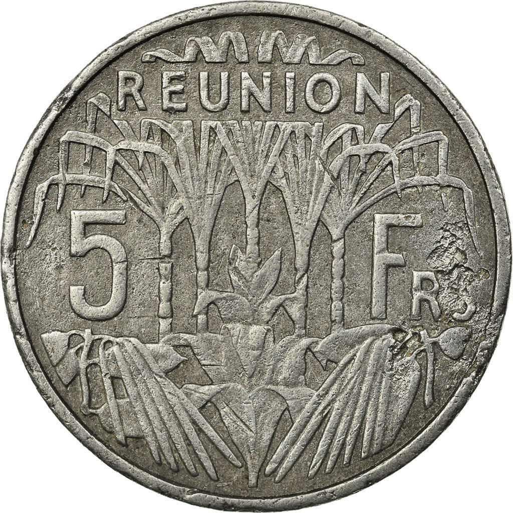 Coin, Réunion, 5 Francs, 1955, EF(40-45), Aluminum, KM:9