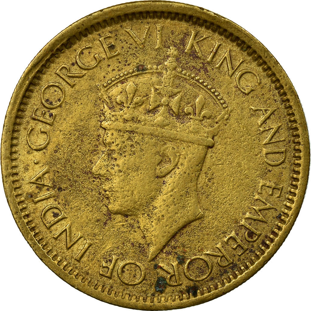 Monnaie, Ceylon, George VI, 50 Cents, 1943, TTB, Nickel-brass, KM:116