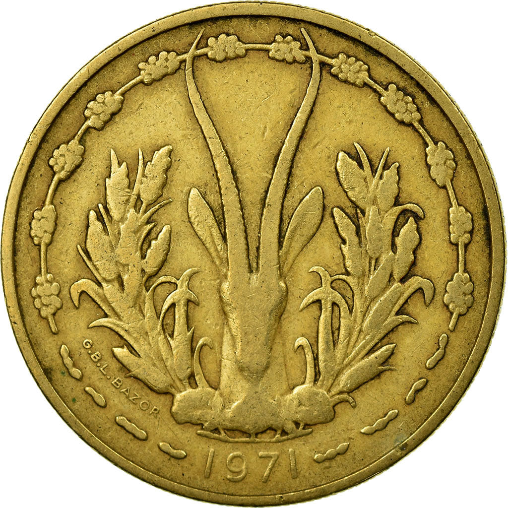 Munten, West Afrikaanse Staten, 25 Francs, 1971, FR+, Aluminum-Bronze, KM:5
