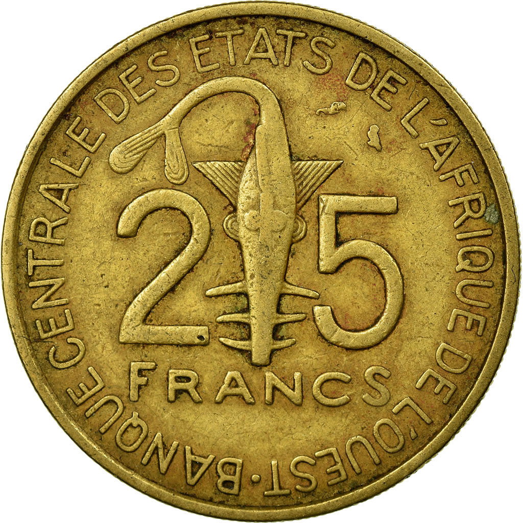 Moneda, Estados del África Occidental, 25 Francs, 1970, MBC, Aluminio - bronce
