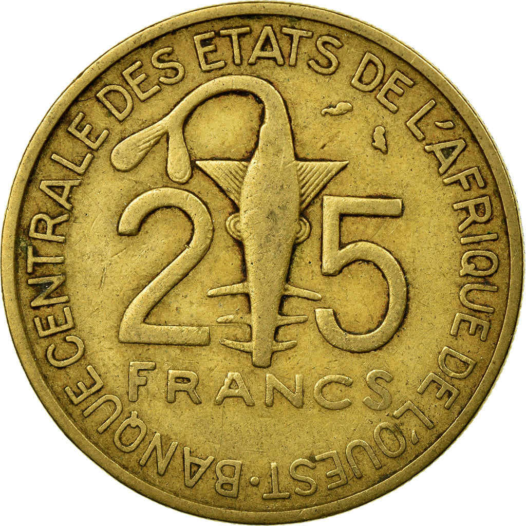Coin, West African States, 25 Francs, 1970, EF(40-45), Aluminum-Bronze, KM:5
