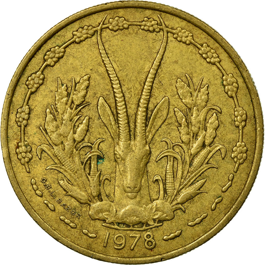 Moneda, Estados del África Occidental, 25 Francs, 1978, MBC, Aluminio - bronce