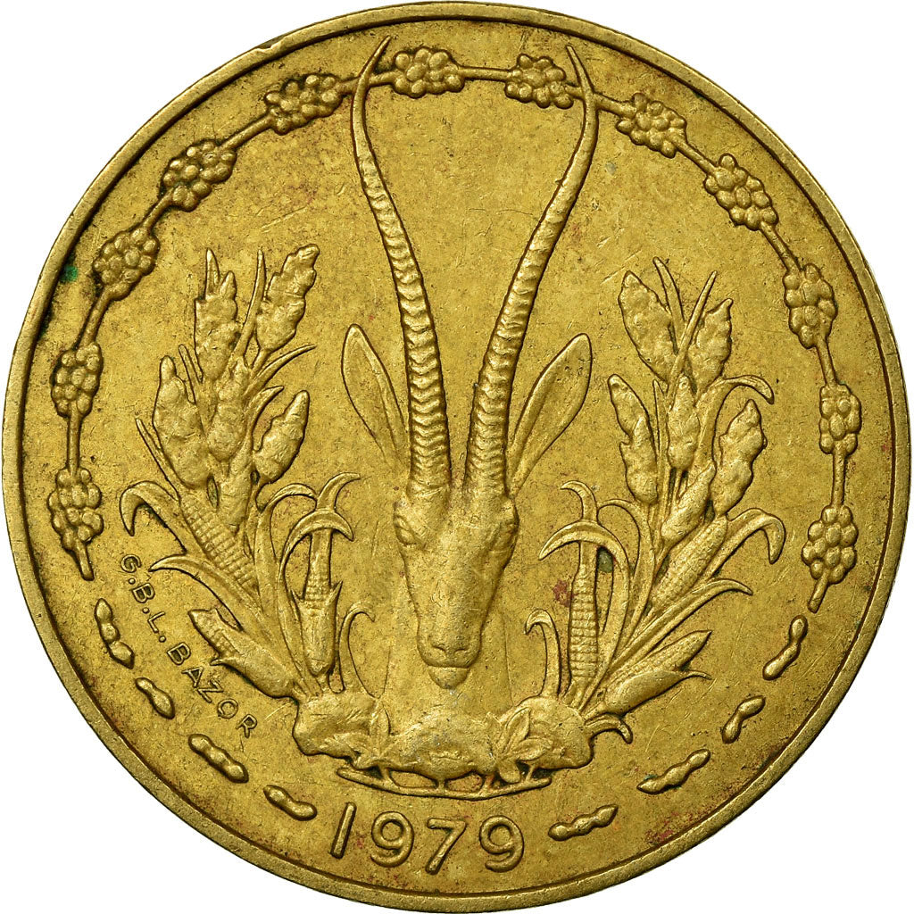 Münze, West African States, 10 Francs, 1979, SS, Aluminum-Nickel-Bronze, KM:1a