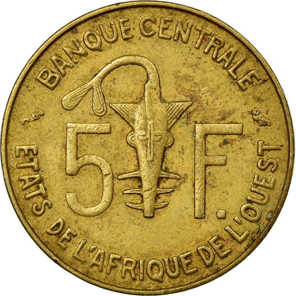 Moneda, Estados del África Occidental, 5 Francs, 1968, MBC, Aluminio - níquel