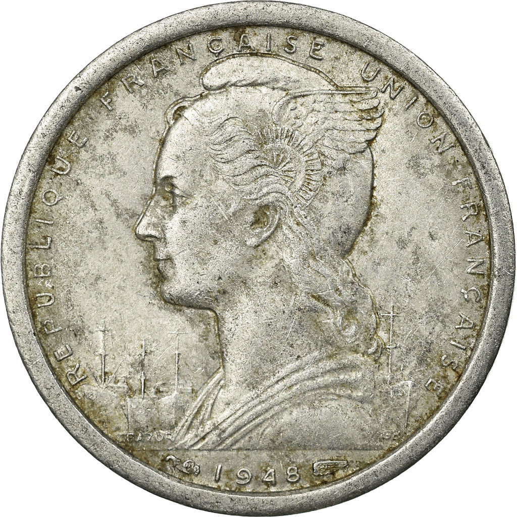 Coin, French West Africa, Franc, 1948, VF(30-35), Aluminum, KM:3