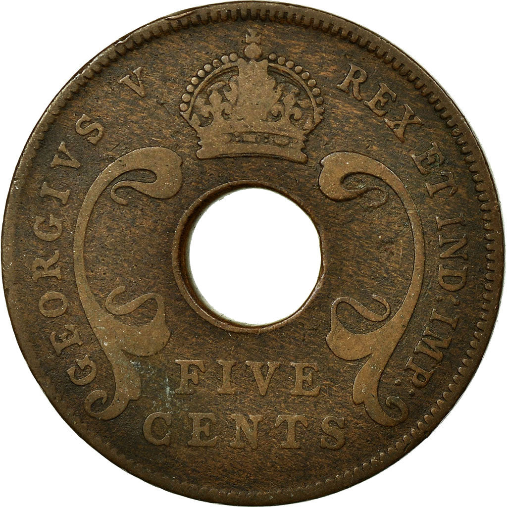 Coin, EAST AFRICA, George V, 5 Cents, 1925, VF(20-25), Bronze, KM:18