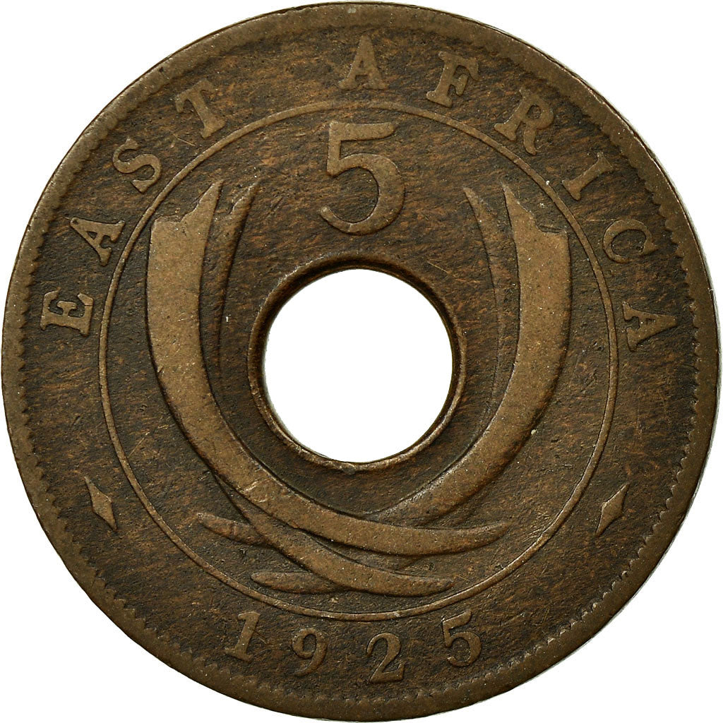 Coin, EAST AFRICA, George V, 5 Cents, 1925, VF(20-25), Bronze, KM:18