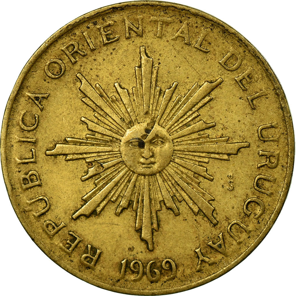 Coin, Uruguay, Peso, 1969, Santiago, EF(40-45), Aluminum-Brass, KM:52