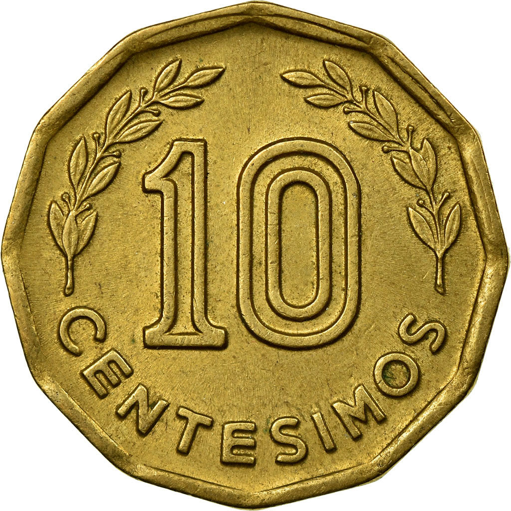 Coin, Uruguay, 10 Centesimos, 1976, Santiago, EF(40-45), Aluminum-Bronze, KM:66