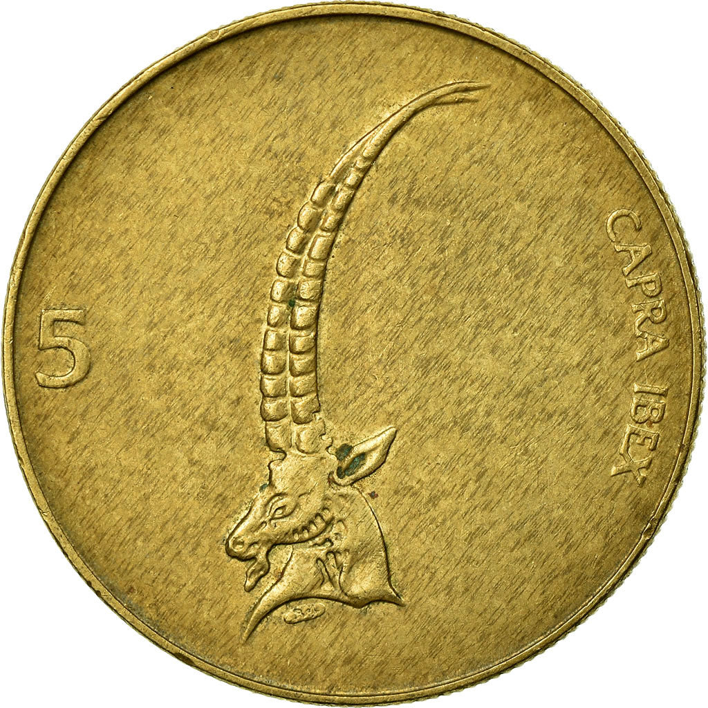 Coin, Slovenia, 5 Tolarjev, 1994, EF(40-45), Nickel-brass, KM:6