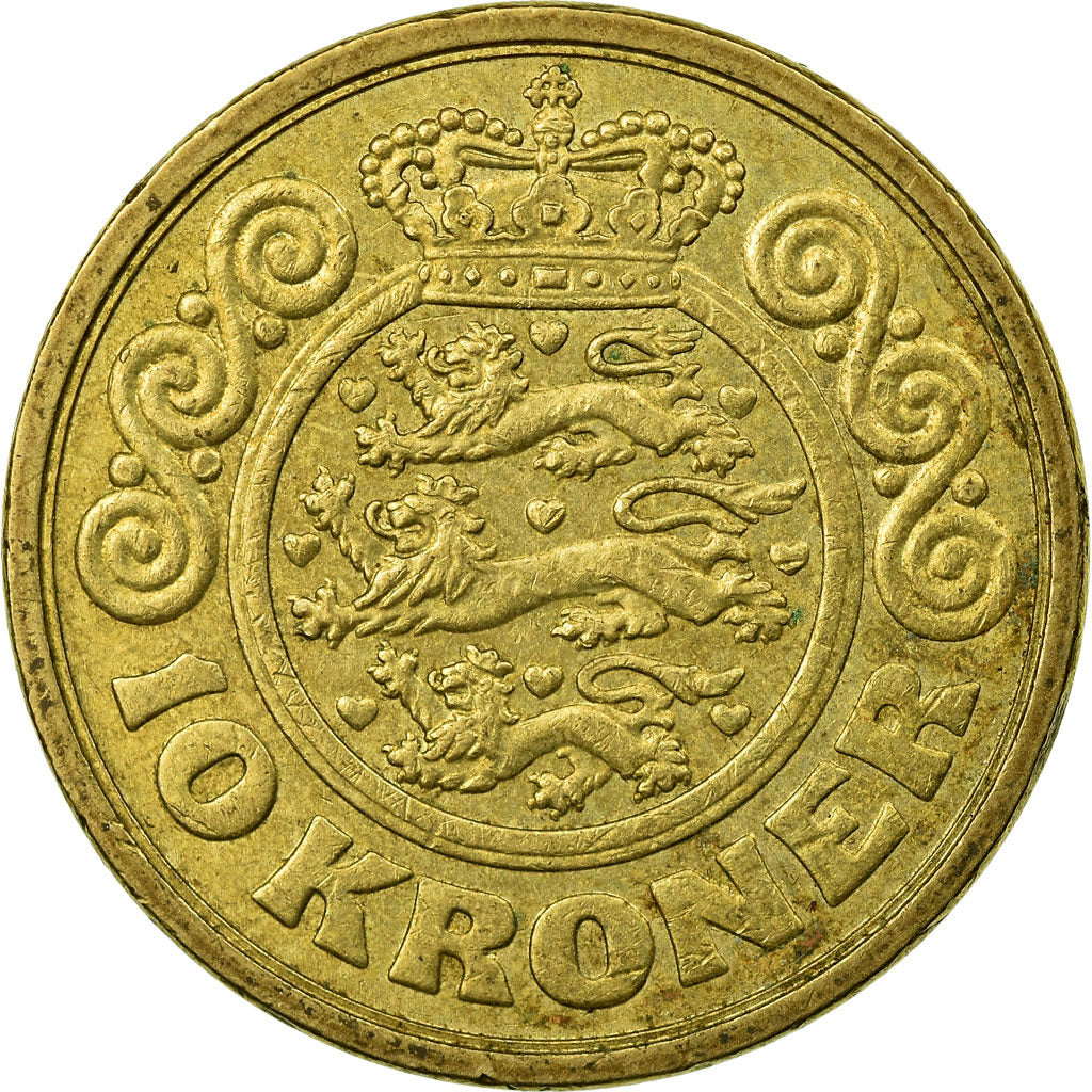 Monnaie, Danemark, Margrethe II, 10 Kroner, 1990, TTB, Aluminum-Bronze, KM:867.2