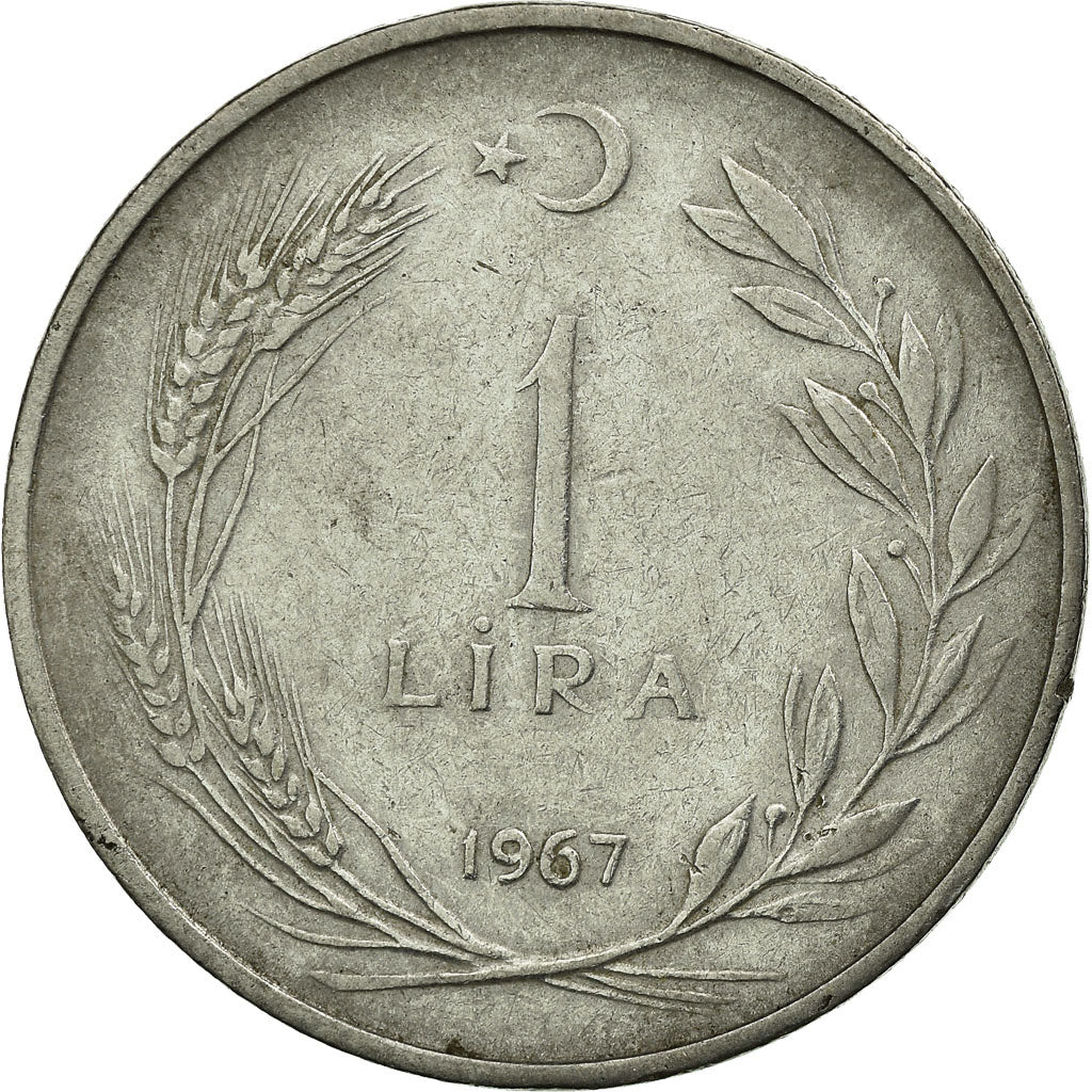 Moeda, Turquia, Lira, 1967, EF(40-45), Aço Inoxidável, KM:889a.2