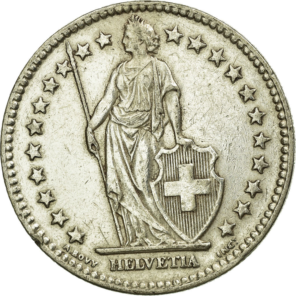 Coin, Switzerland, 2 Francs, 1955, Bern, EF(40-45), Silver, KM:21