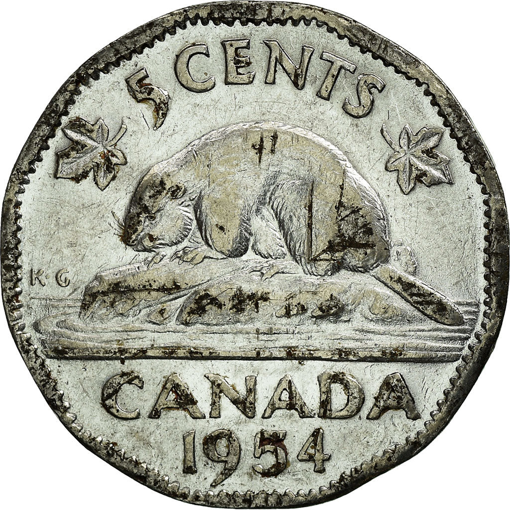 Coin, Canada, Elizabeth II, 5 Cents, 1954, Royal Canadian Mint, Ottawa