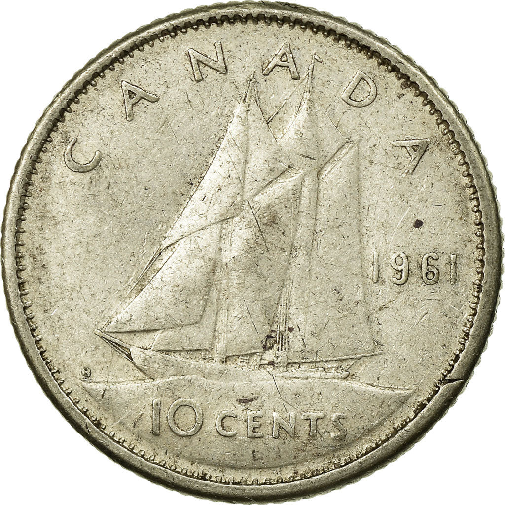 Coin, Canada, Elizabeth II, 10 Cents, 1961, Royal Canadian Mint, Ottawa