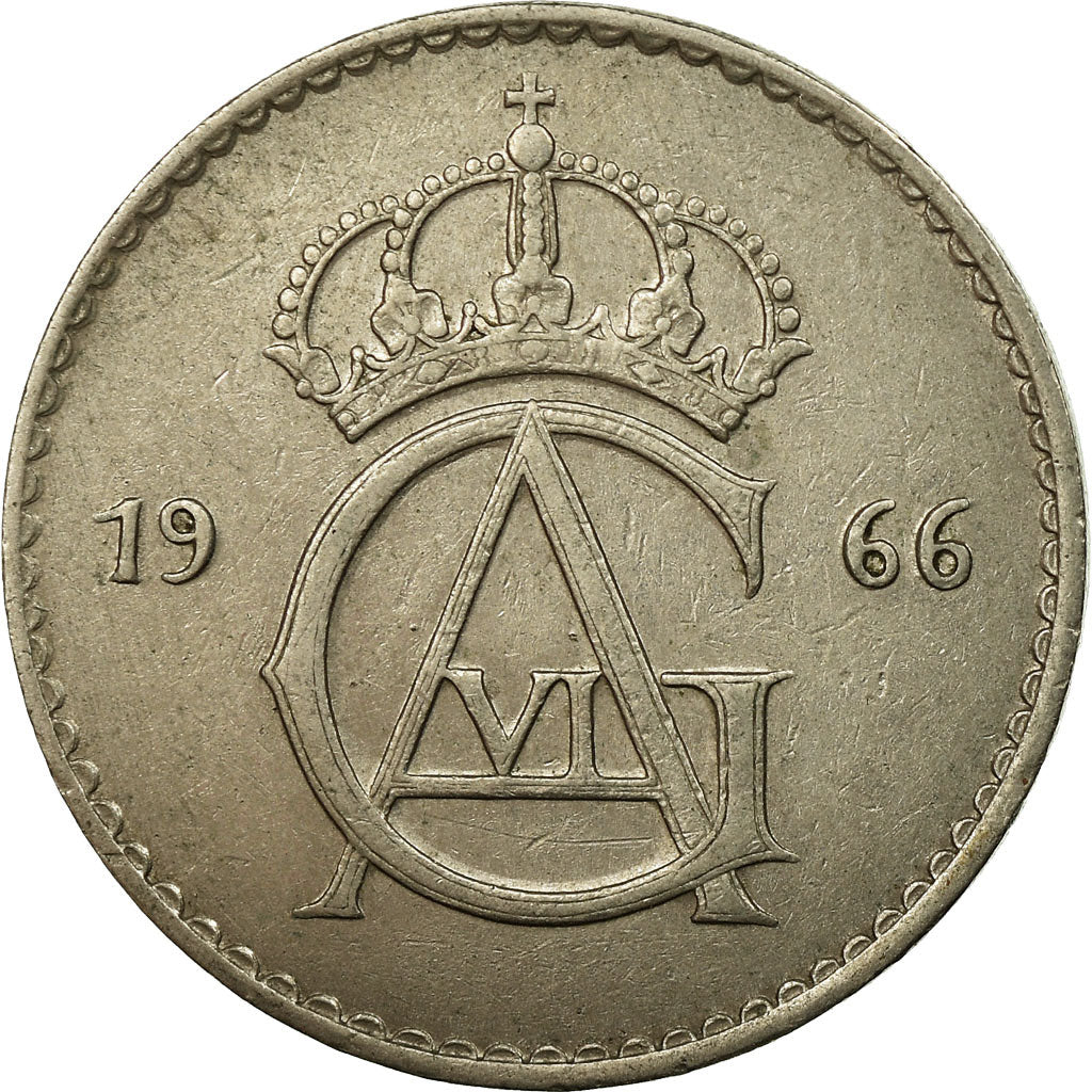 Coin, Sweden, Gustaf VI, 50 Öre, 1966, EF(40-45), Copper-nickel, KM:837