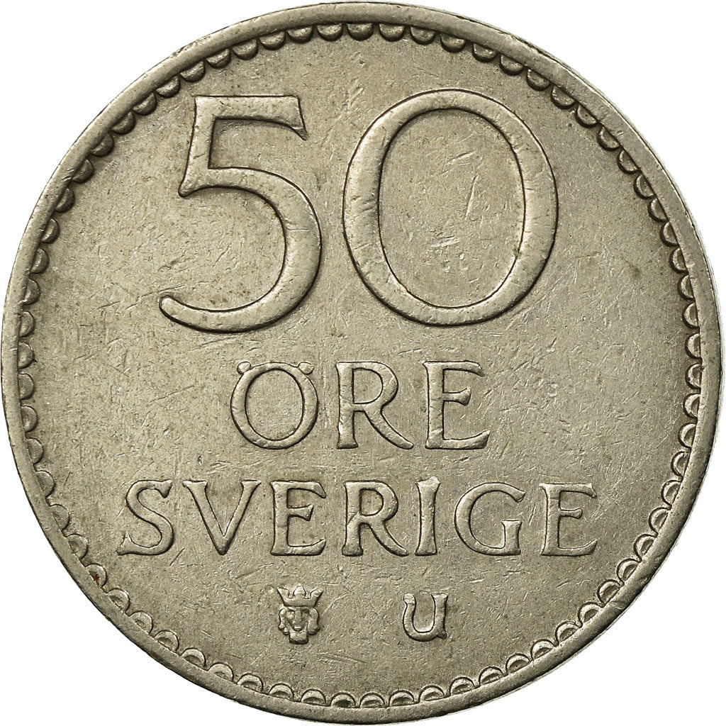 Coin, Sweden, Gustaf VI, 50 Öre, 1966, EF(40-45), Copper-nickel, KM:837