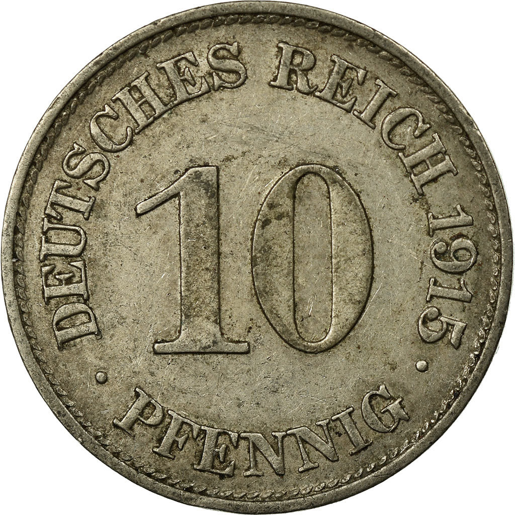 Coin, GERMANY - EMPIRE, Wilhelm II, 10 Pfennig, 1915, Muldenhütten, VF(30-35)