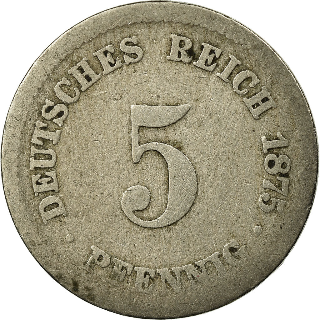 Moeda, ALEMANHA - IMPÉRIO, Wilhelm I, 5 Pfennig, 1875, Hambourg, VF(20-25)