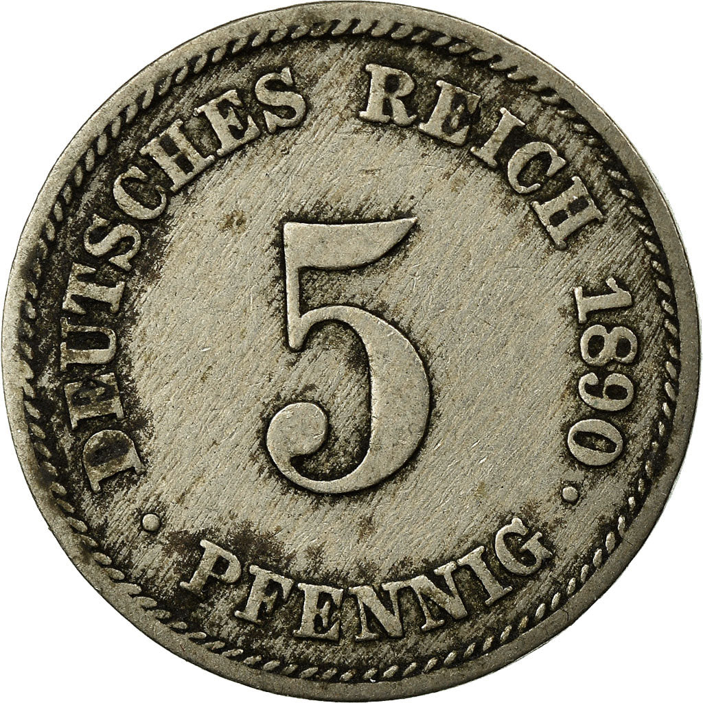 Moeda, ALEMANHA - IMPÉRIO, Wilhelm II, 5 Pfennig, 1890, Muldenhütten