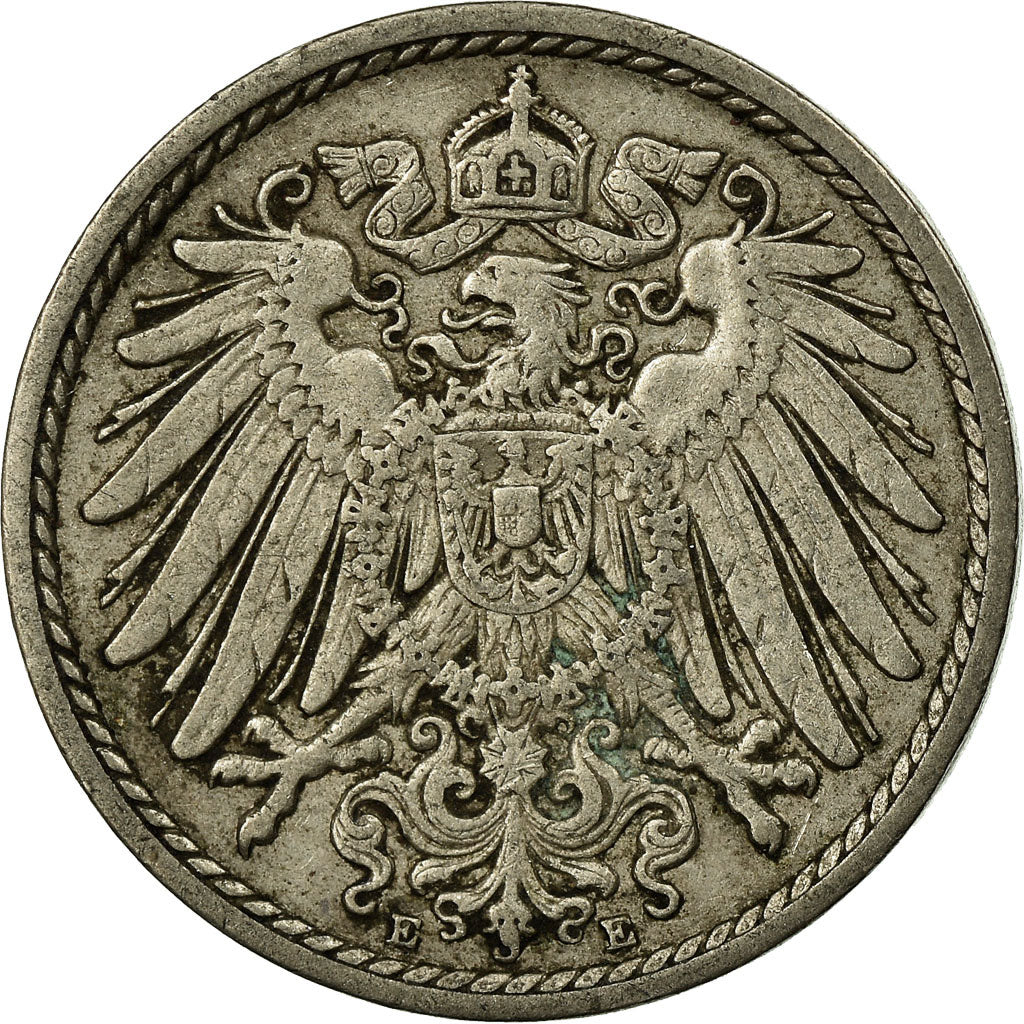 Monnaie, GERMANY - EMPIRE, Wilhelm II, 5 Pfennig, 1909, Muldenhütten, TB+