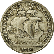 Coin, Portugal, 10 Escudos, 1954, EF(40-45), Silver, KM:586