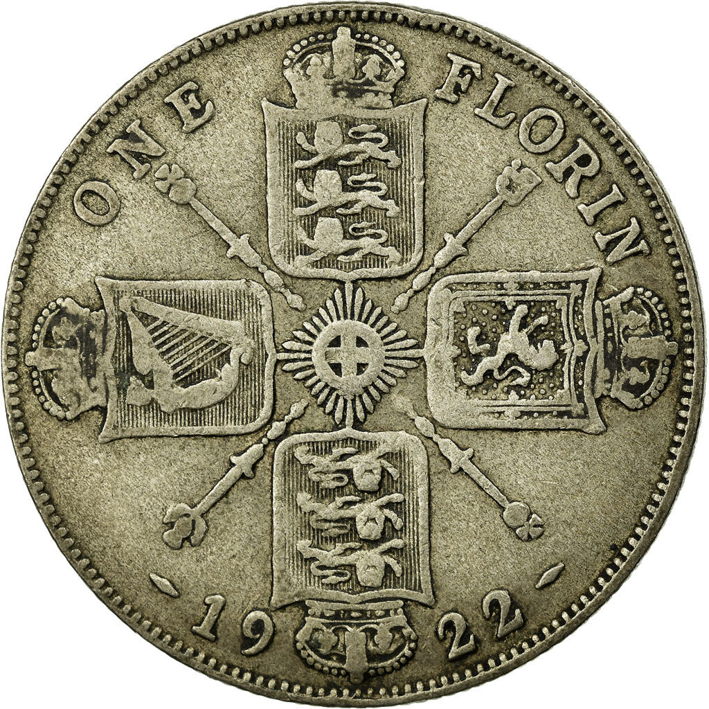 Monnaie, Grande-Bretagne, George V, Florin, Two Shillings, 1922, TB, Argent