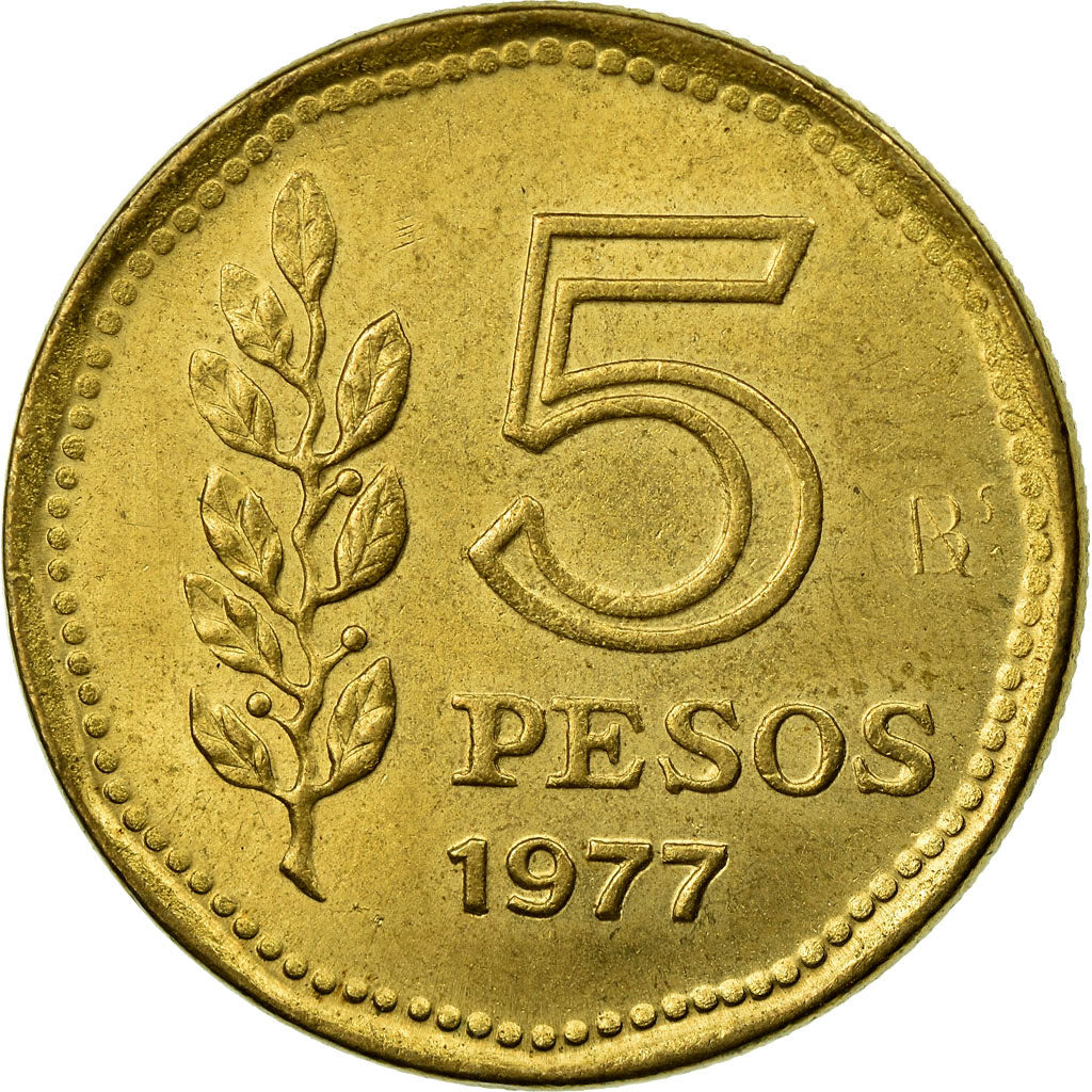 Coin, Argentina, 5 Pesos, 1977, EF(40-45), Aluminum-Bronze, KM:71