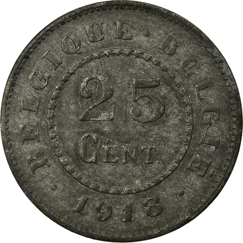 Moneta, Belgio, 25 Centimes, 1918, BB, Zinco, KM:82