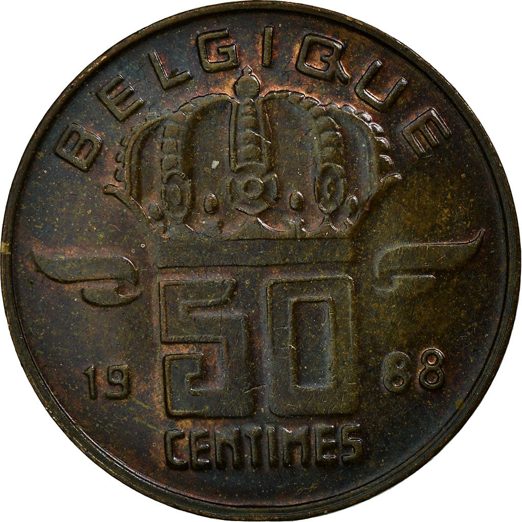 Moneda, Bélgica, Baudouin I, 50 Centimes, 1988, MBC, Bronce, KM:148.1