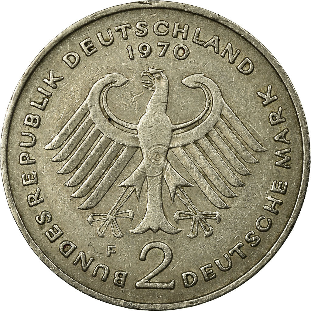 Moeda, ALEMANHA - REPÚBLICA FEDERAL, 2 Mark, 1970, Stuttgart, EF(40-45)