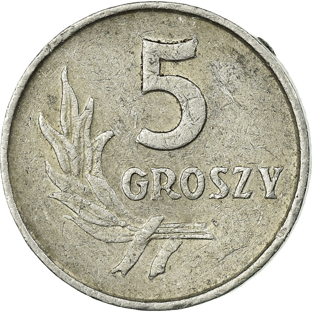 Moneda, Polonia, 5 Groszy, 1967, Warsaw, MBC, Aluminio, KM:A46