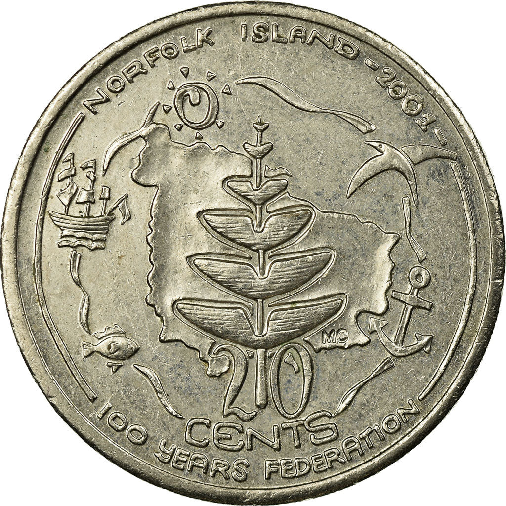 Moneta, Australia, Elizabeth II, 20 Cents, 2001, Royal Australian Mint, BB